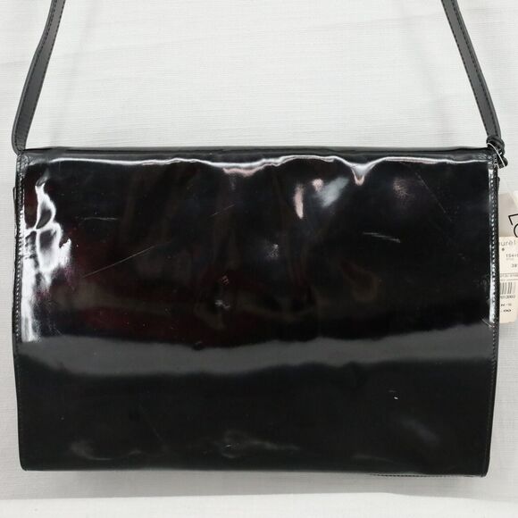 Laurel Bag Handbag Womens Black Patent Leather Suede Portfolio Vintage - Picture 2 of 11